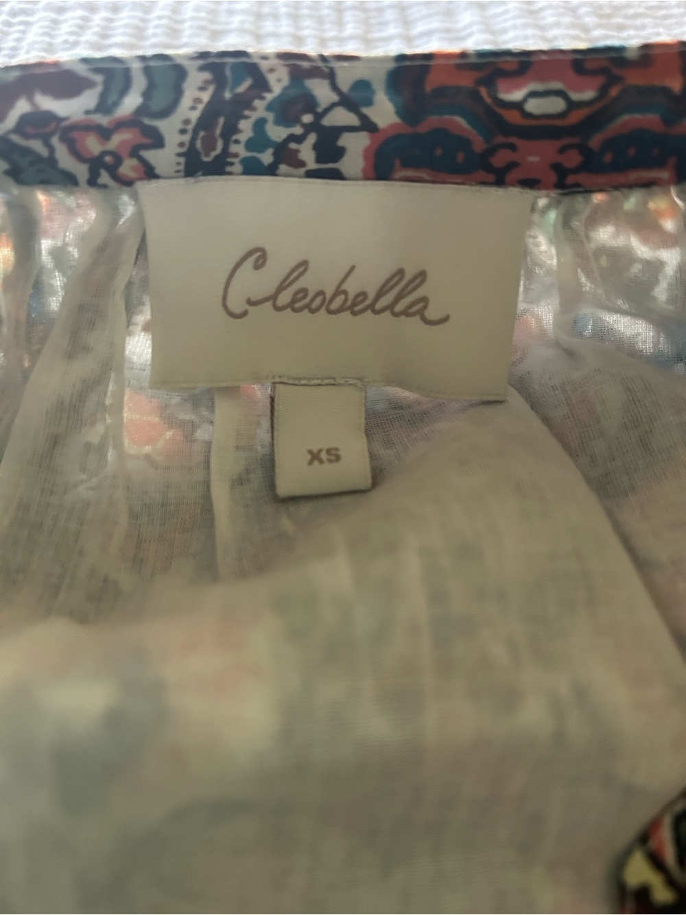 Cleobella Paisley Print Blouse in Coral, Teal & Cream - Picture 2 of 2